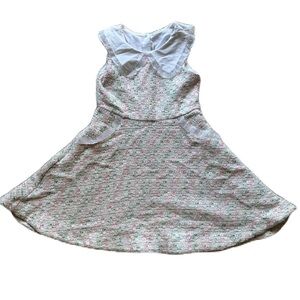 Janie and Jack Girls' Boucle Sheath Dress Sz 7 Pink Green White Sleeveless EUC